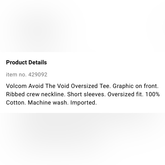 NWT Volcom Avoid the Void Oversized T Shirt - Picture 6 of 7